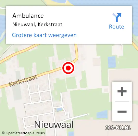 Locatie op kaart van de 112 melding: Ambulance Nieuwaal, Kerkstraat op 2 januari 2018 11:33