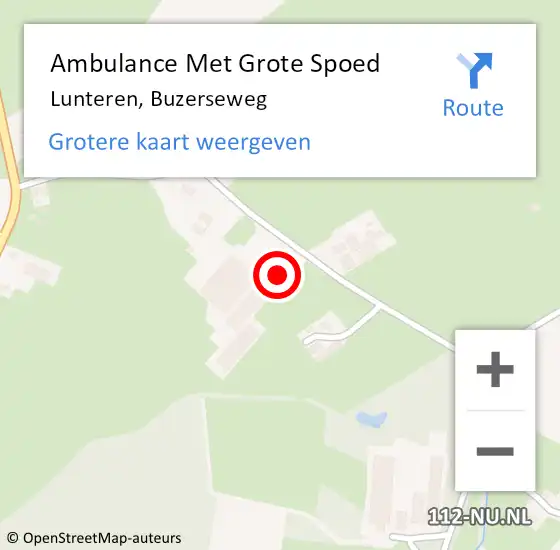 Locatie op kaart van de 112 melding: Ambulance Met Grote Spoed Naar Lunteren, Buzerseweg op 2 januari 2018 11:54