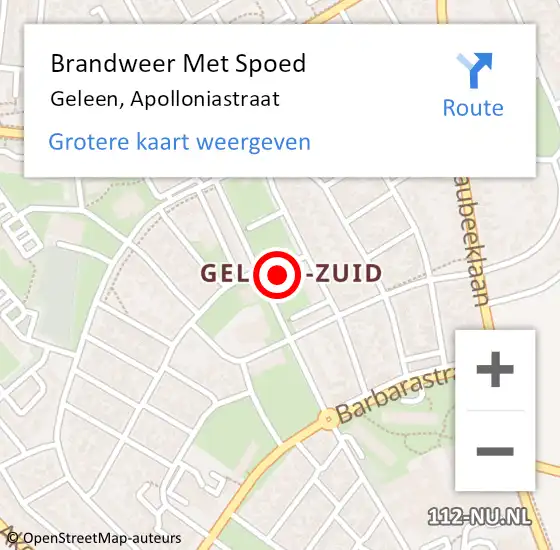 Locatie op kaart van de 112 melding: Brandweer Met Spoed Naar Geleen, Apolloniastraat op 2 januari 2018 12:18