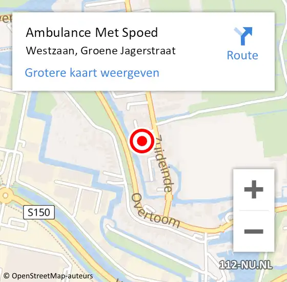 Locatie op kaart van de 112 melding: Ambulance Met Spoed Naar Westzaan, Groene Jagerstraat op 2 januari 2018 12:34