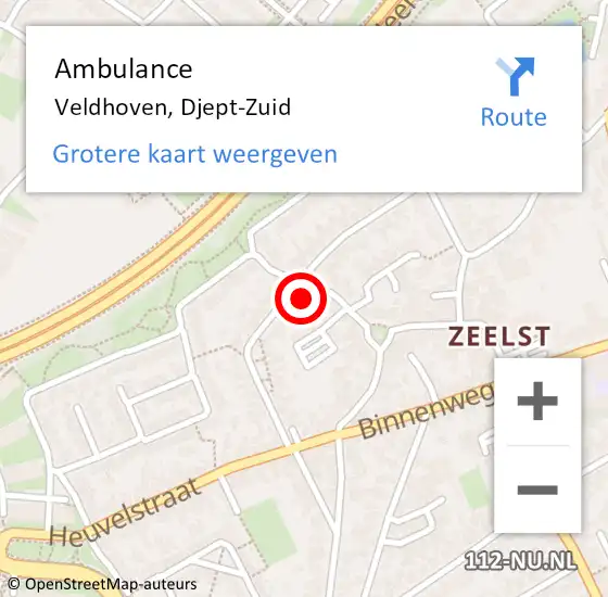 Locatie op kaart van de 112 melding: Ambulance Veldhoven, Djept-Zuid op 2 januari 2018 12:52