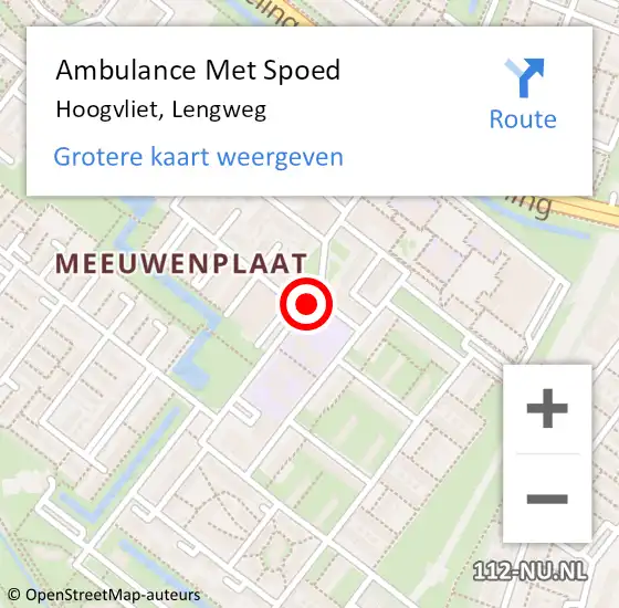 Locatie op kaart van de 112 melding: Ambulance Met Spoed Naar Hoogvliet, Lengweg op 2 januari 2018 13:13