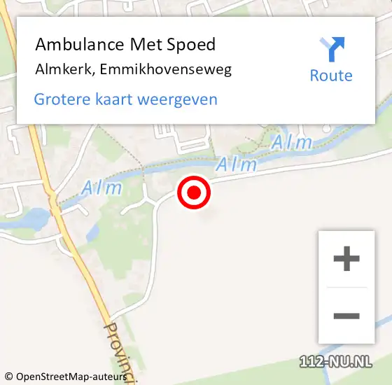 Locatie op kaart van de 112 melding: Ambulance Met Spoed Naar Almkerk, Emmikhovenseweg op 11 februari 2014 21:08