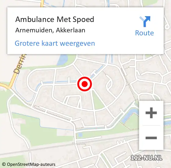 Locatie op kaart van de 112 melding: Ambulance Met Spoed Naar Arnemuiden, Akkerlaan op 2 januari 2018 13:54