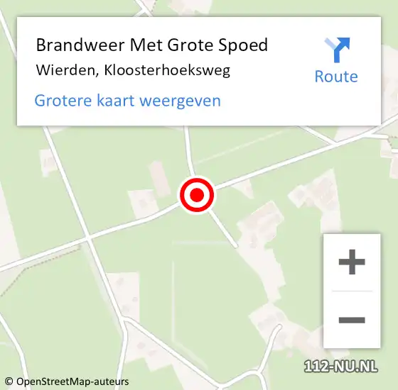 Locatie op kaart van de 112 melding: Brandweer Met Grote Spoed Naar Wierden, Kloosterhoeksweg op 2 januari 2018 14:15