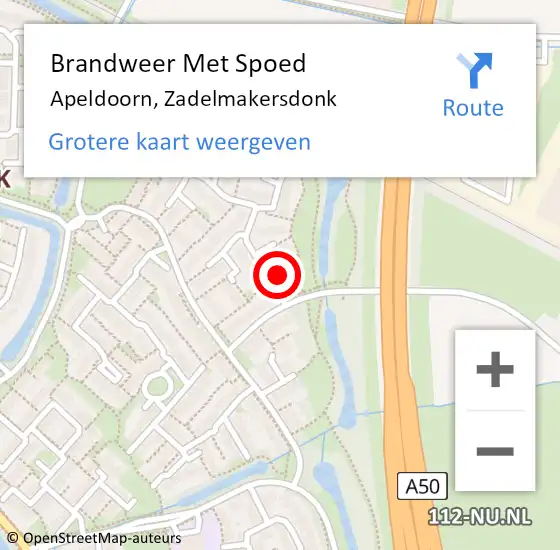 Locatie op kaart van de 112 melding: Brandweer Met Spoed Naar Apeldoorn, Zadelmakersdonk op 2 januari 2018 14:35