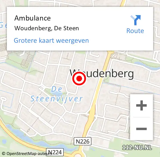 Locatie op kaart van de 112 melding: Ambulance Woudenberg, De Steen op 2 januari 2018 15:59