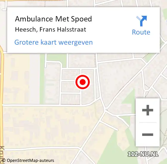 Locatie op kaart van de 112 melding: Ambulance Met Spoed Naar Heesch, Frans Halsstraat op 2 januari 2018 16:29