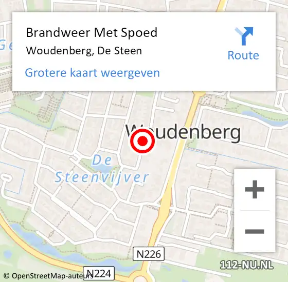 Locatie op kaart van de 112 melding: Brandweer Met Spoed Naar Woudenberg, De Steen op 2 januari 2018 16:30