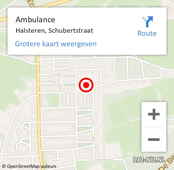 Locatie op kaart van de 112 melding: Ambulance Halsteren, Schubertstraat op 2 januari 2018 17:14