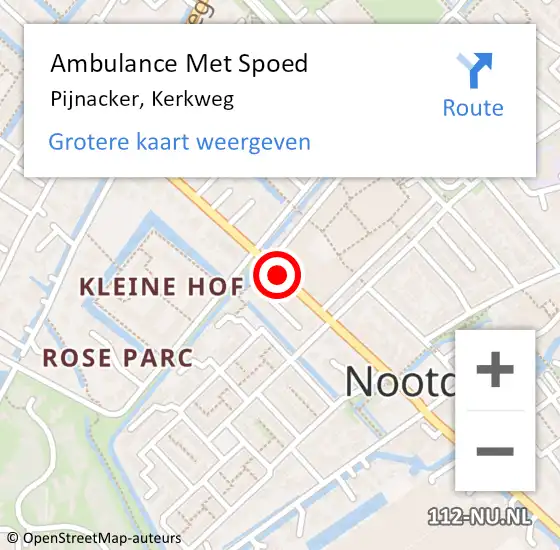 Locatie op kaart van de 112 melding: Ambulance Met Spoed Naar Nootdorp, Kerkweg op 2 januari 2018 17:17