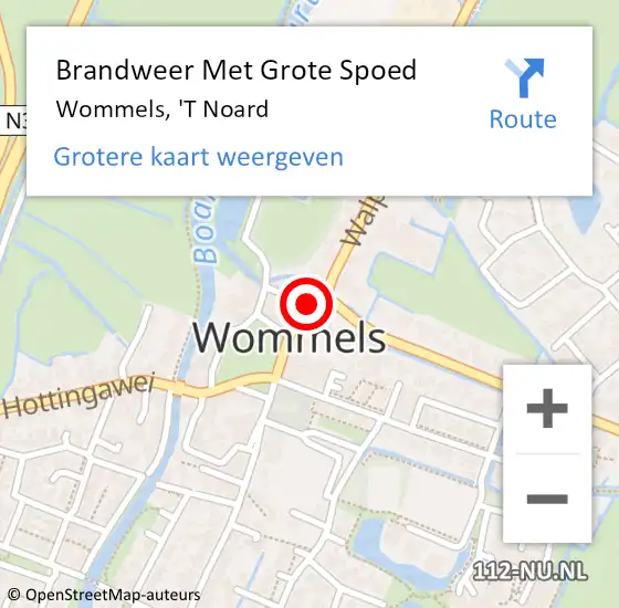 Locatie op kaart van de 112 melding: Brandweer Met Grote Spoed Naar Wommels, 'T Noard op 2 januari 2018 17:41