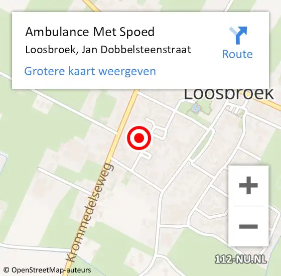 Locatie op kaart van de 112 melding: Ambulance Met Spoed Naar Loosbroek, Jan Dobbelsteenstraat op 2 januari 2018 17:49