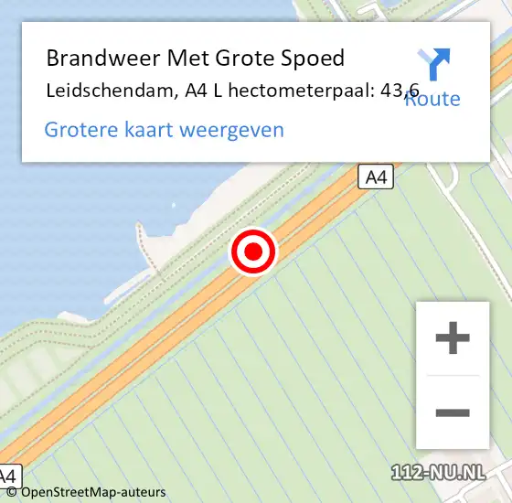 Locatie op kaart van de 112 melding: Brandweer Met Grote Spoed Naar Leidschendam, A4 L hectometerpaal: 43,6 op 2 januari 2018 17:56