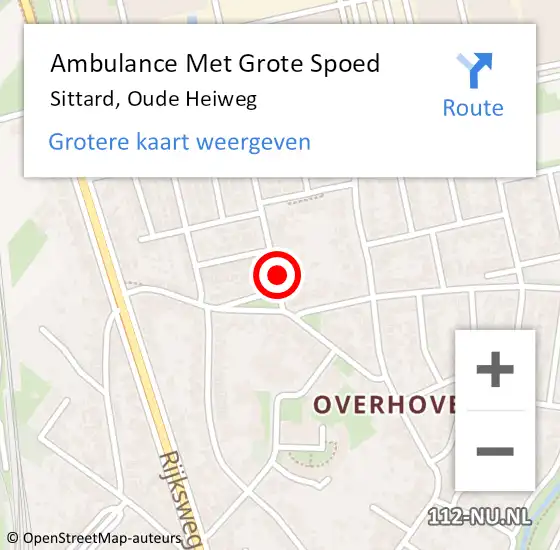 Locatie op kaart van de 112 melding: Ambulance Met Grote Spoed Naar Sittard, Oude Heiweg op 11 februari 2014 22:06