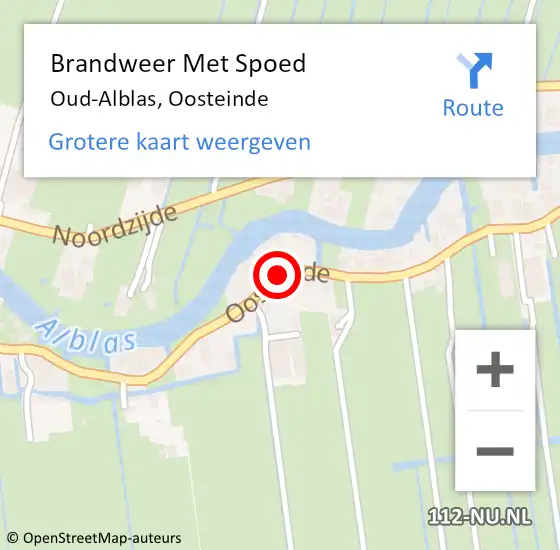 Locatie op kaart van de 112 melding: Brandweer Met Spoed Naar Oud-Alblas, Oosteinde op 2 januari 2018 18:56