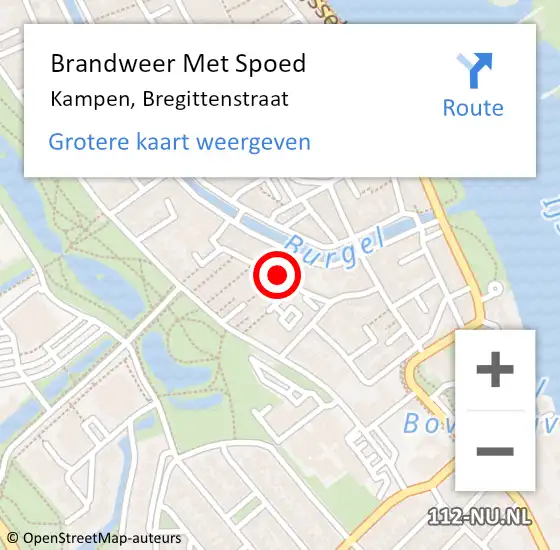 Locatie op kaart van de 112 melding: Brandweer Met Spoed Naar Kampen, Bregittenstraat op 2 januari 2018 19:08