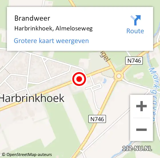 Locatie op kaart van de 112 melding: Brandweer Harbrinkhoek, Almeloseweg op 2 januari 2018 19:15