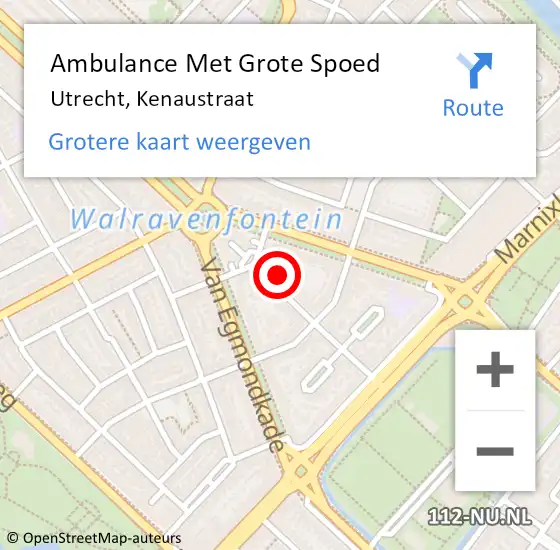 Locatie op kaart van de 112 melding: Ambulance Met Grote Spoed Naar Utrecht, Kenaustraat op 2 januari 2018 19:21