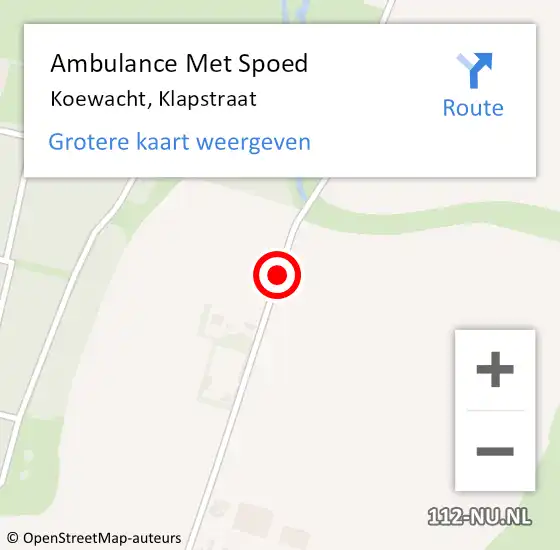 Locatie op kaart van de 112 melding: Ambulance Met Spoed Naar Koewacht, Klapstraat op 2 januari 2018 19:27