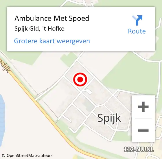 Locatie op kaart van de 112 melding: Ambulance Met Spoed Naar Spijk Gld, 't Hofke op 2 januari 2018 19:59