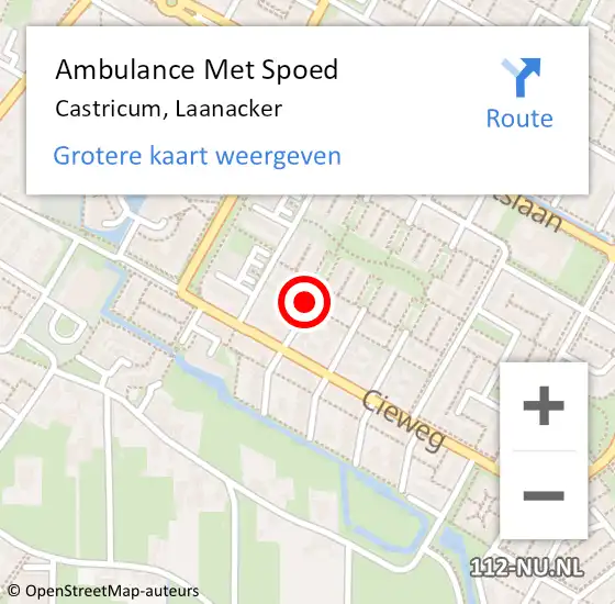 Locatie op kaart van de 112 melding: Ambulance Met Spoed Naar Castricum, Laanacker op 2 januari 2018 20:34