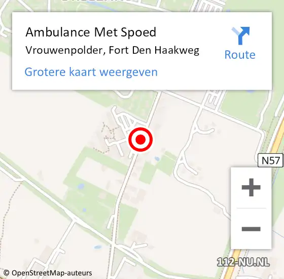 Locatie op kaart van de 112 melding: Ambulance Met Spoed Naar Vrouwenpolder, Fort Den Haakweg op 2 januari 2018 21:26