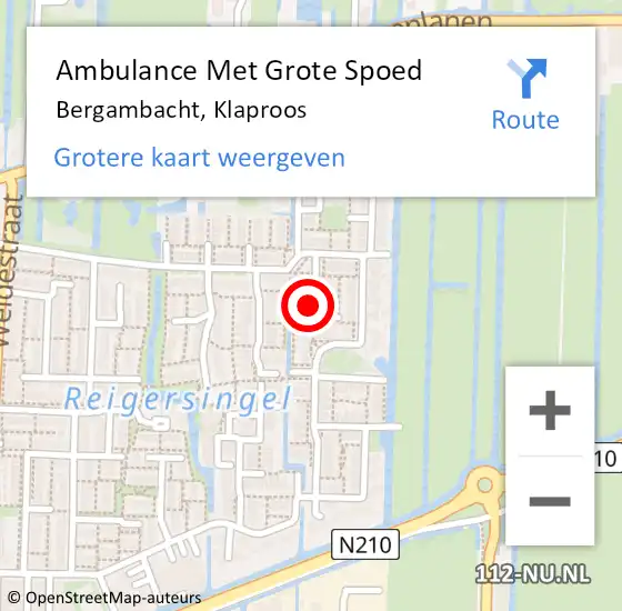 Locatie op kaart van de 112 melding: Ambulance Met Grote Spoed Naar Bergambacht, Klaproos op 2 januari 2018 21:58