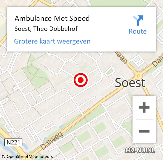 Locatie op kaart van de 112 melding: Ambulance Met Spoed Naar Soest, Theo Dobbehof op 2 januari 2018 22:49