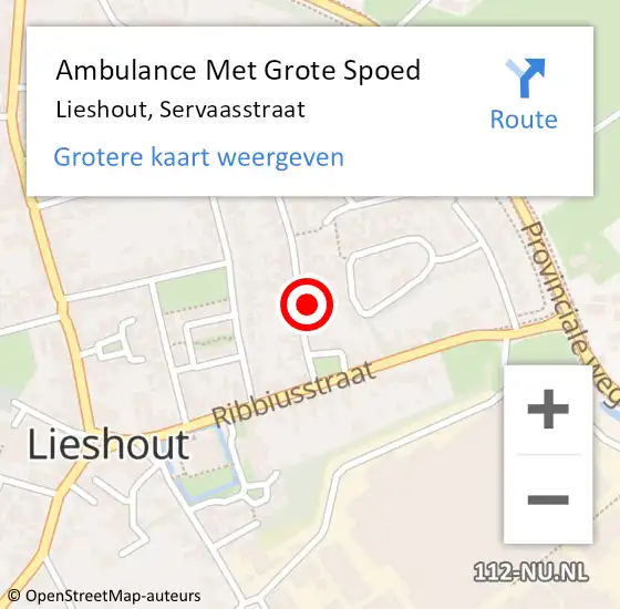 Locatie op kaart van de 112 melding: Ambulance Met Grote Spoed Naar Lieshout, Servaasstraat op 2 januari 2018 22:50