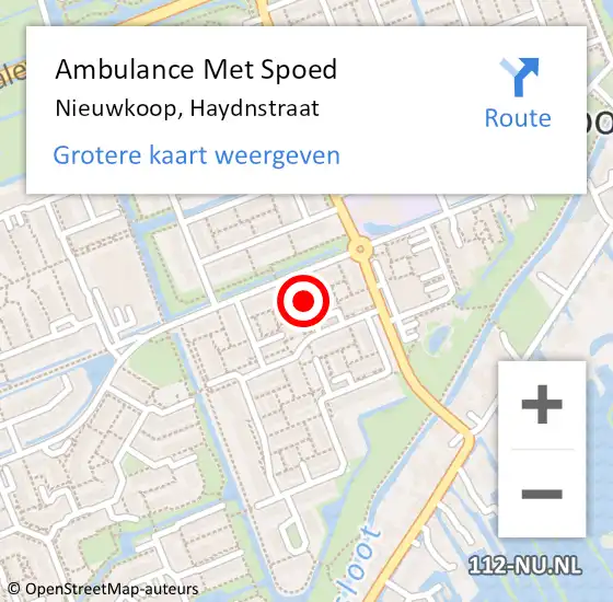 Locatie op kaart van de 112 melding: Ambulance Met Spoed Naar Nieuwkoop, Haydnstraat op 2 januari 2018 23:58