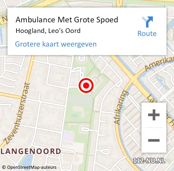 Locatie op kaart van de 112 melding: Ambulance Met Grote Spoed Naar Hoogland, Leo's Oord op 3 januari 2018 00:16