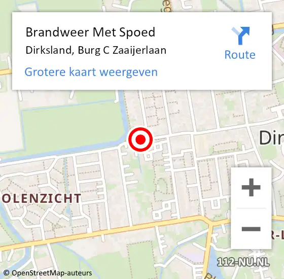 Locatie op kaart van de 112 melding: Brandweer Met Spoed Naar Dirksland, Burg C Zaaijerlaan op 3 januari 2018 03:21