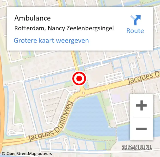 Locatie op kaart van de 112 melding: Ambulance Rotterdam, Nancy Zeelenbergsingel op 3 januari 2018 03:34