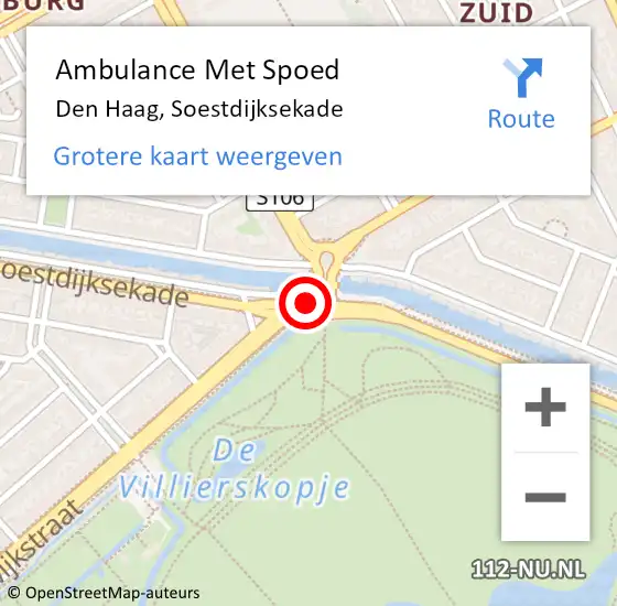 Locatie op kaart van de 112 melding: Ambulance Met Spoed Naar Den Haag, Soestdijksekade op 3 januari 2018 03:46