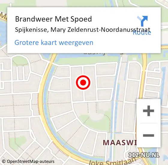 Locatie op kaart van de 112 melding: Brandweer Met Spoed Naar Spijkenisse, Mary Zeldenrust-Noordanusstraat op 3 januari 2018 03:51