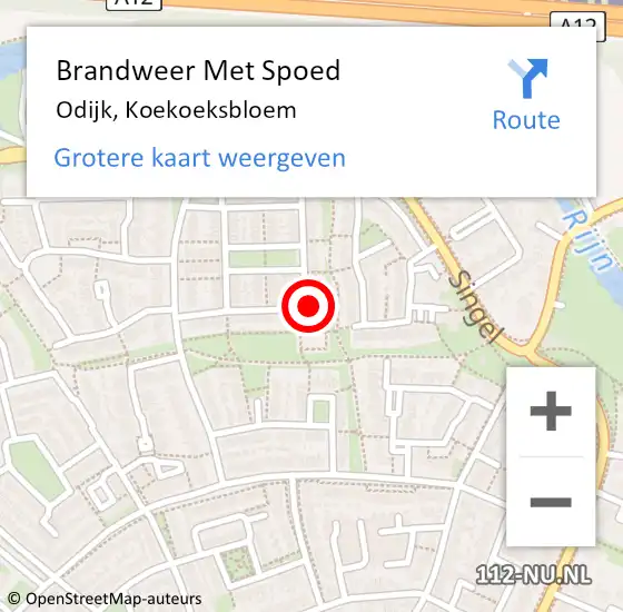 Locatie op kaart van de 112 melding: Brandweer Met Spoed Naar Odijk, Koekoeksbloem op 3 januari 2018 03:53