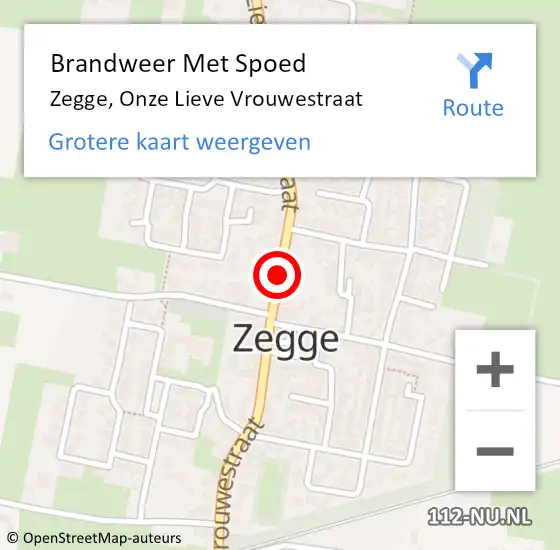 Locatie op kaart van de 112 melding: Brandweer Met Spoed Naar Zegge, Onze Lieve Vrouwestraat op 3 januari 2018 03:53