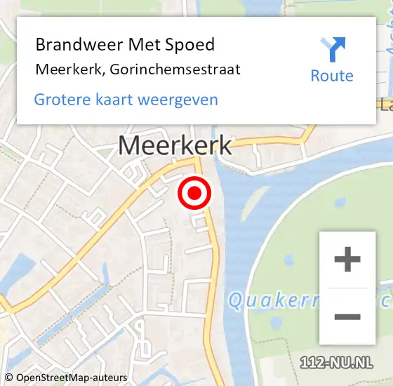 Locatie op kaart van de 112 melding: Brandweer Met Spoed Naar Meerkerk, Gorinchemsestraat op 3 januari 2018 03:57