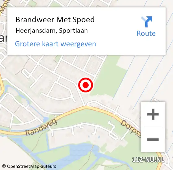 Locatie op kaart van de 112 melding: Brandweer Met Spoed Naar Heerjansdam, Sportlaan op 3 januari 2018 03:58