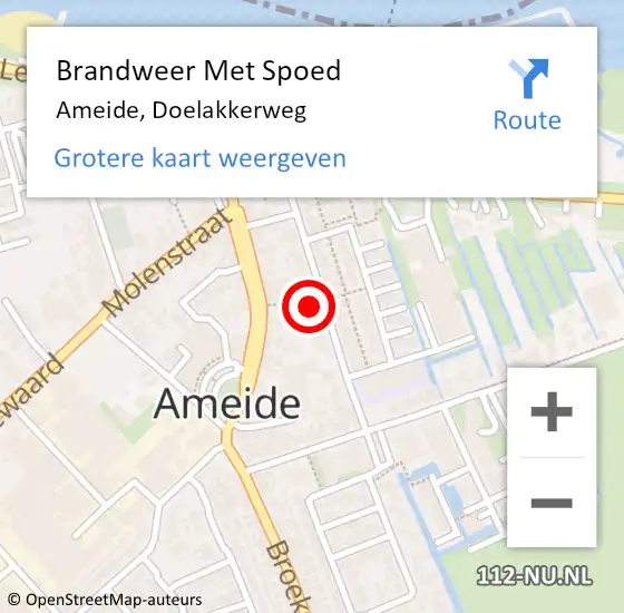 Locatie op kaart van de 112 melding: Brandweer Met Spoed Naar Ameide, Doelakkerweg op 3 januari 2018 04:07