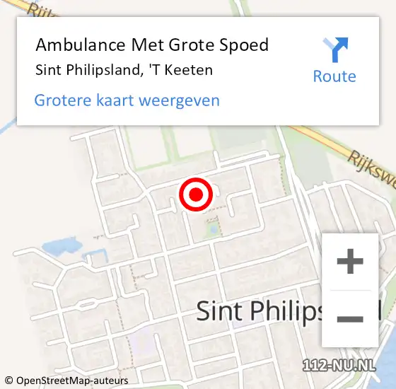 Locatie op kaart van de 112 melding: Ambulance Met Grote Spoed Naar Sint Philipsland, 'T Keeten op 3 januari 2018 04:30