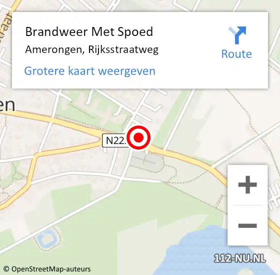 Locatie op kaart van de 112 melding: Brandweer Met Spoed Naar Amerongen, Rijksstraatweg op 3 januari 2018 04:32