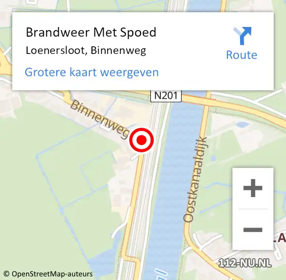 Locatie op kaart van de 112 melding: Brandweer Met Spoed Naar Loenersloot, Binnenweg op 3 januari 2018 04:37