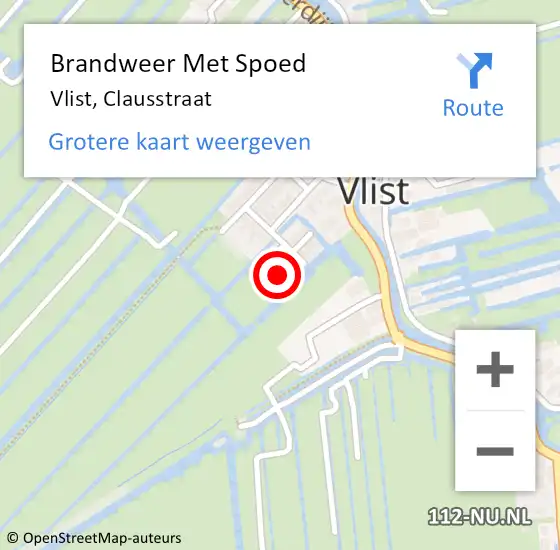 Locatie op kaart van de 112 melding: Brandweer Met Spoed Naar Vlist, Clausstraat op 3 januari 2018 04:42