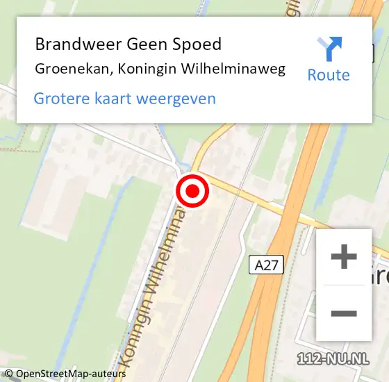 Locatie op kaart van de 112 melding: Brandweer Geen Spoed Naar Groenekan, Koningin Wilhelminaweg op 3 januari 2018 04:43