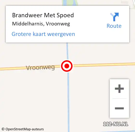 Locatie op kaart van de 112 melding: Brandweer Met Spoed Naar Middelharnis, Vroonweg op 3 januari 2018 04:57