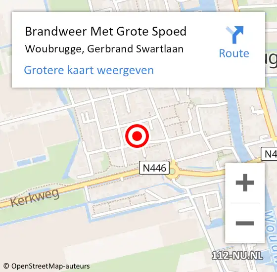 Locatie op kaart van de 112 melding: Brandweer Met Grote Spoed Naar Woubrugge, Gerbrand Swartlaan op 11 februari 2014 23:27