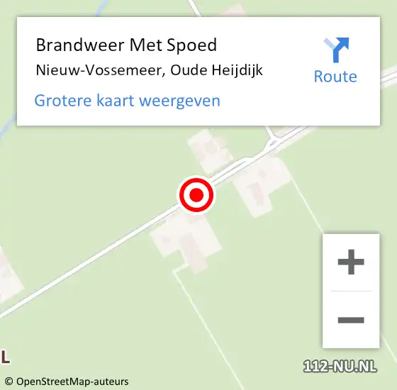 Locatie op kaart van de 112 melding: Brandweer Met Spoed Naar Nieuw-Vossemeer, Oude Heijdijk op 3 januari 2018 05:10