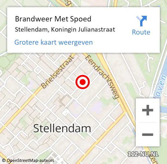 Locatie op kaart van de 112 melding: Brandweer Met Spoed Naar Stellendam, Koningin Julianastraat op 3 januari 2018 05:36